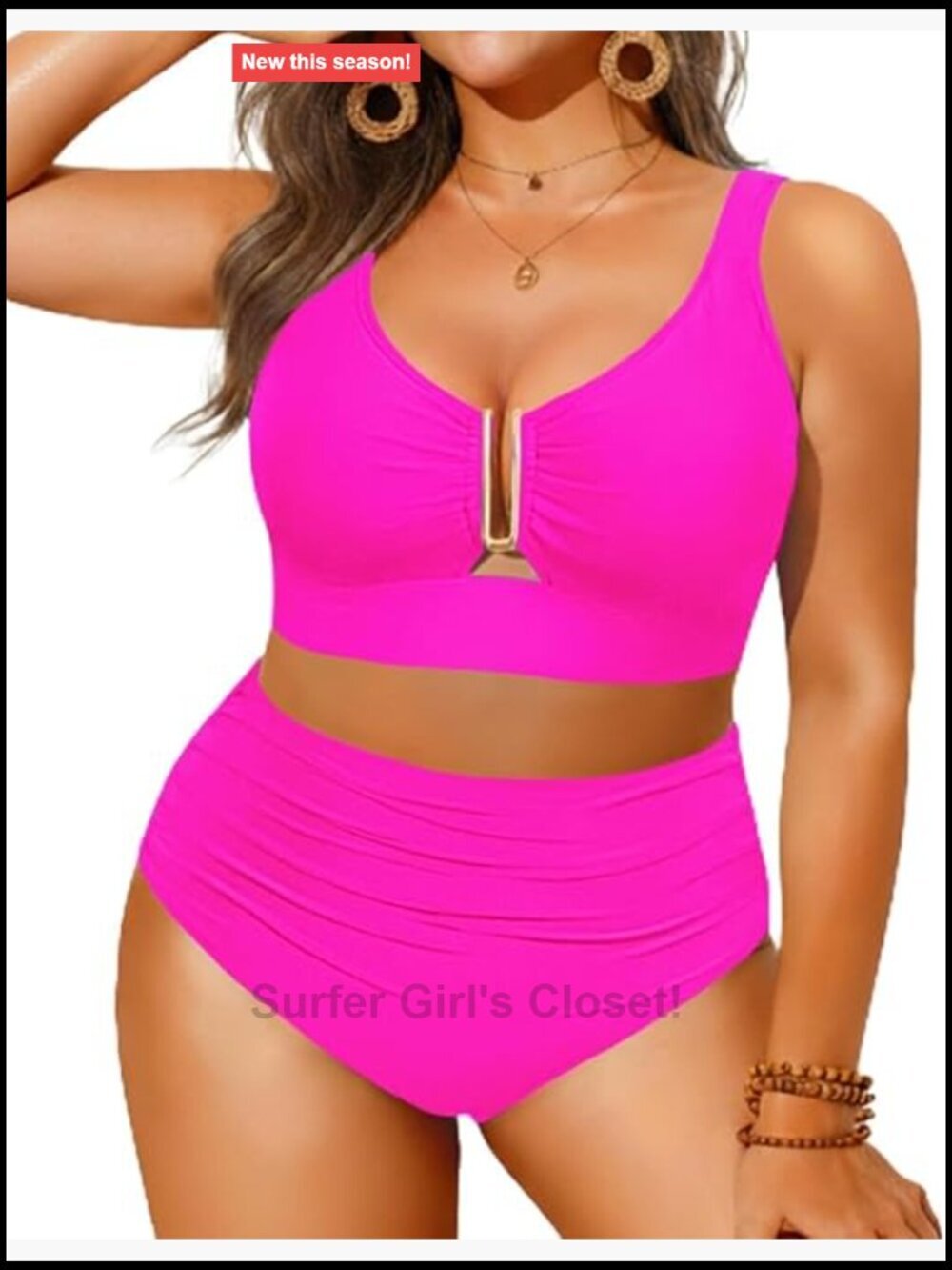 Plus Size High Waisted Bikini Set with Tummy Control – Two Piece Swimwear